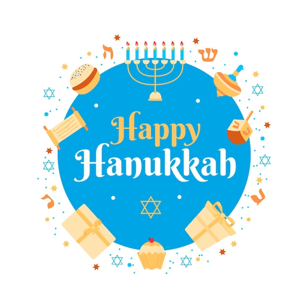 Vector gratuito concepto de diseño plano de hanukkah