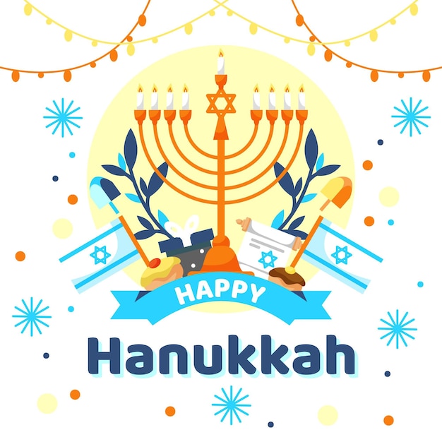 Concepto de diseño plano de hanukkah