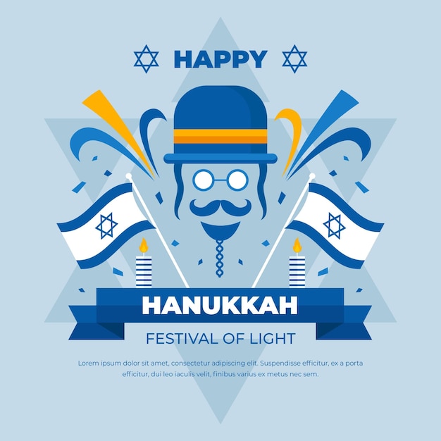 Vector gratuito concepto de diseño plano de hanukkah