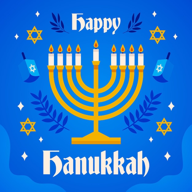 Vector gratuito concepto de diseño plano de hanukkah