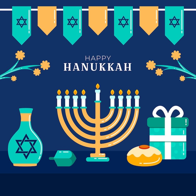 Concepto de diseño plano de hanukkah