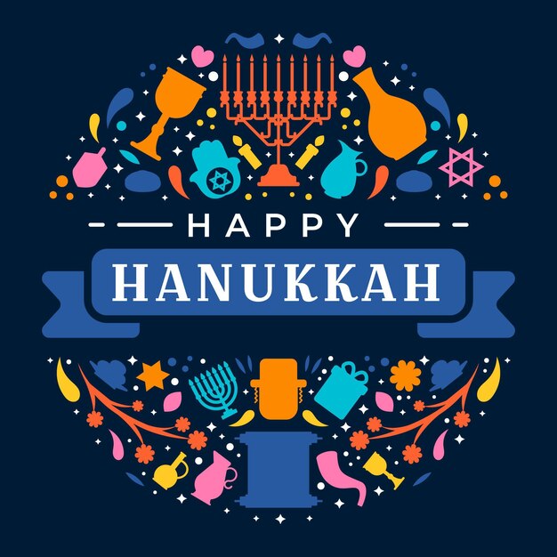 Concepto de diseño plano de hanukkah