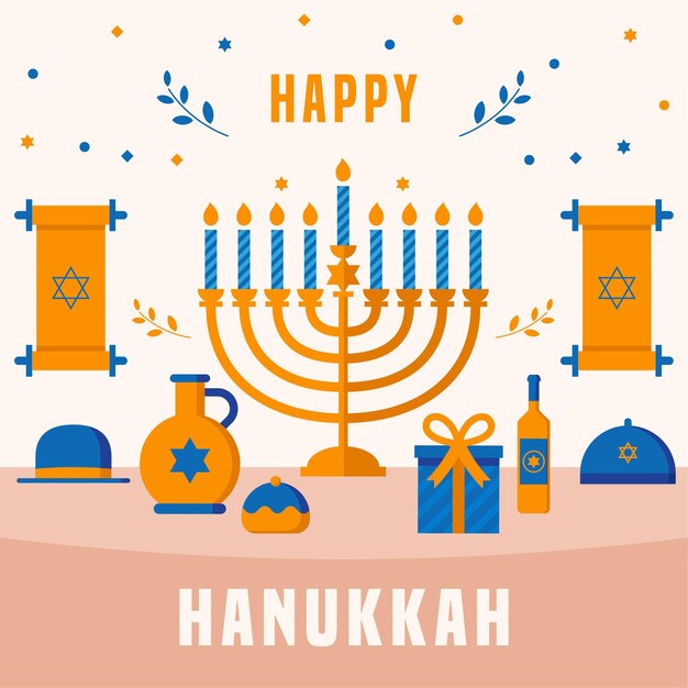 Concepto de diseño plano de hanukkah