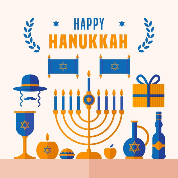 Concepto de diseño plano de hanukkah