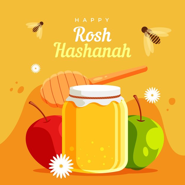 Concepto de diseño plano rosh hashaná