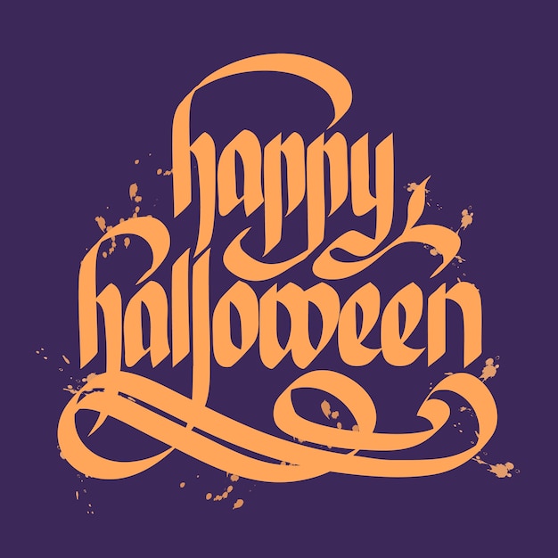 Concepto de diseño tipográfico con inscripción caligráfica manuscrita Feliz Halloween o letras