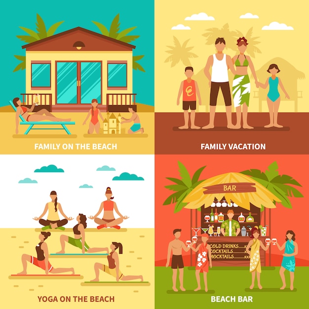 Concepto de diseño de vacaciones en la playa