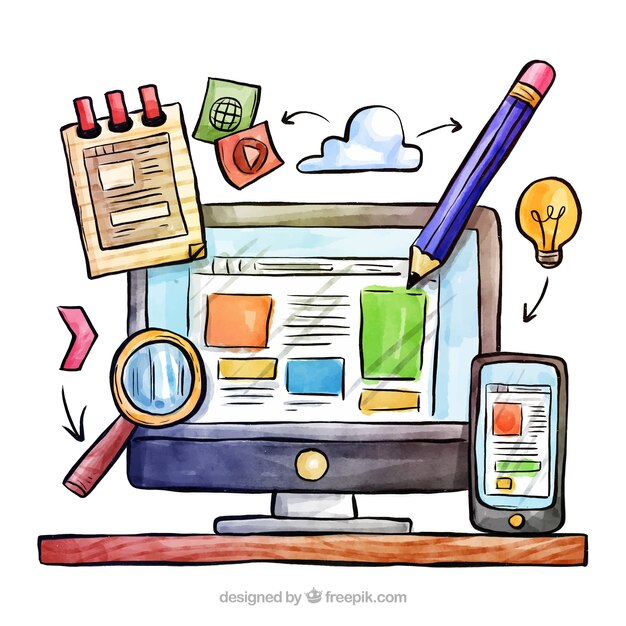 Concepto de diseño web dibujado a mano