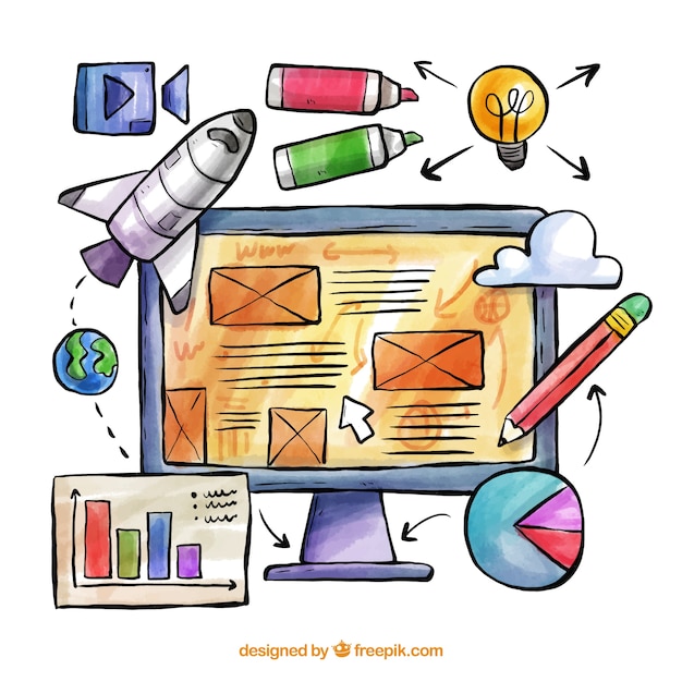 Concepto de diseño web dibujado a mano