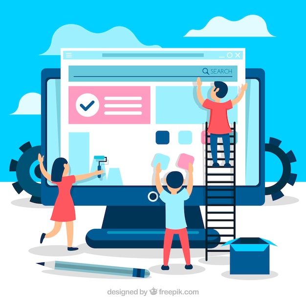 Concepto de diseño web con estilo plano