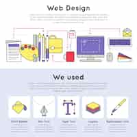 Vector gratuito concepto de diseño web lineal colorido