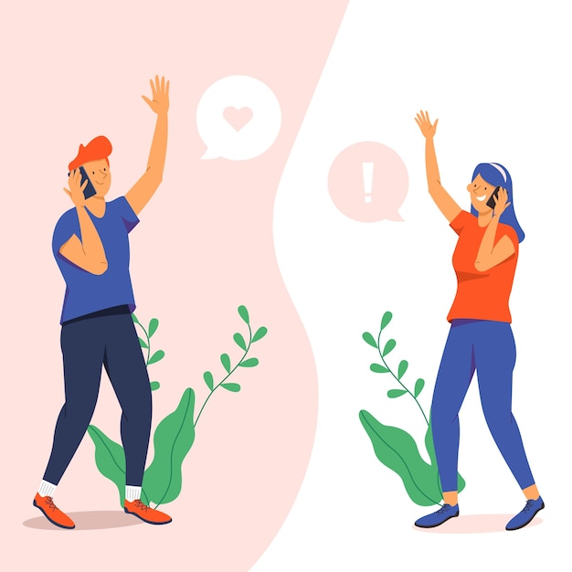 Concepto de distanciamiento social para ilustración