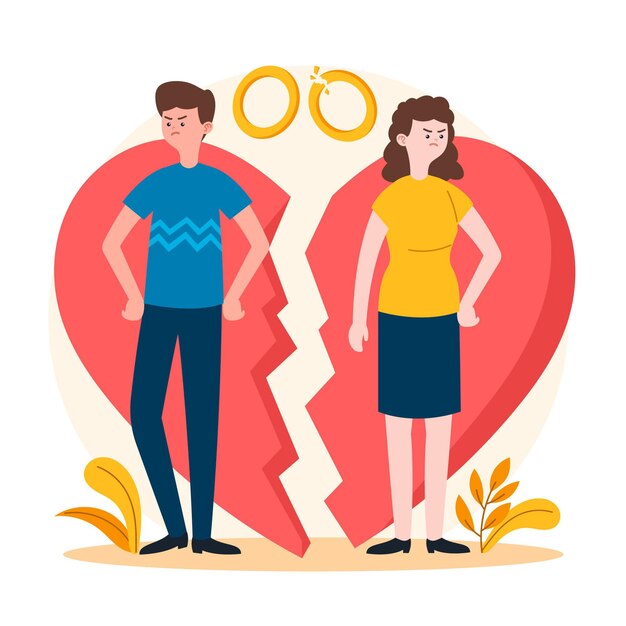 Concepto de divorcio con personas molestas