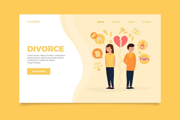 Vector gratuito concepto de divorcio plantilla de página de destino