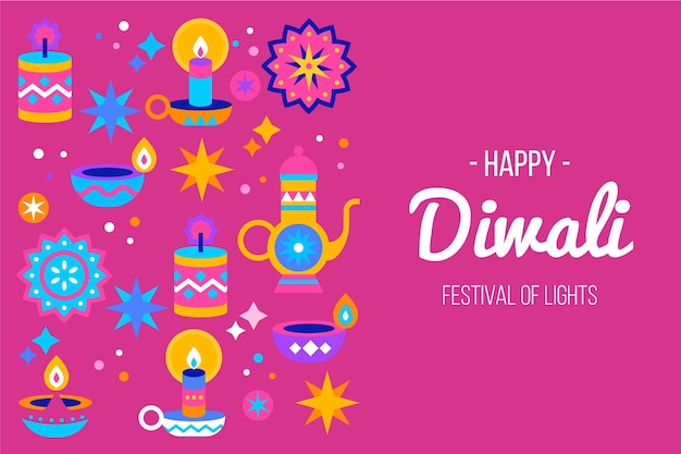 Concepto de diwali en diseño plano