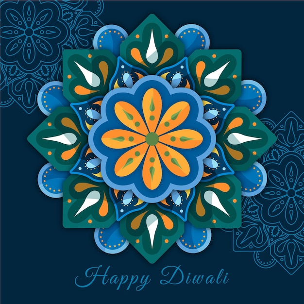 Vector gratuito concepto de diwali en diseño plano