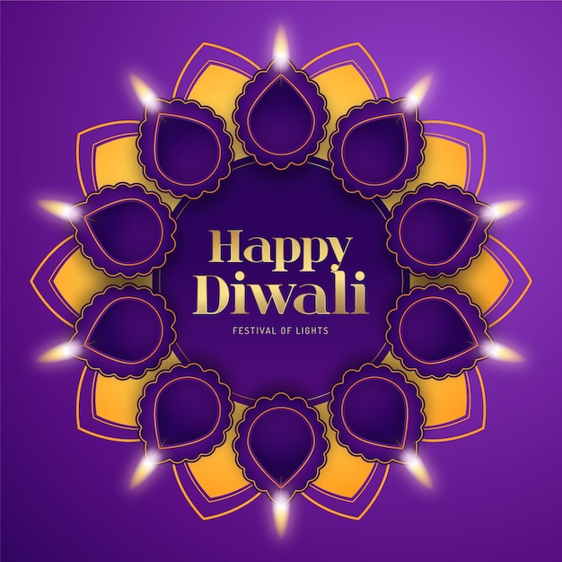 Vector gratuito concepto de diwali en diseño plano