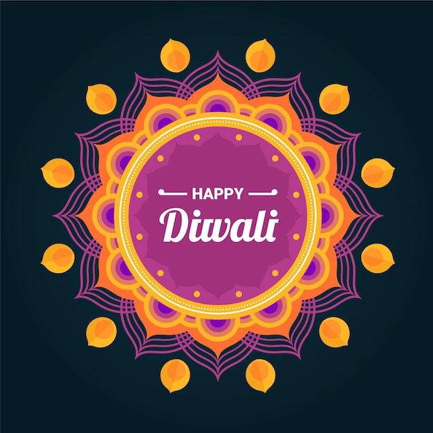 Vector gratuito concepto de diwali en diseño plano