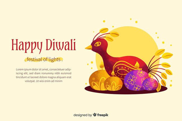 Concepto de Diwali con fondo acuarela