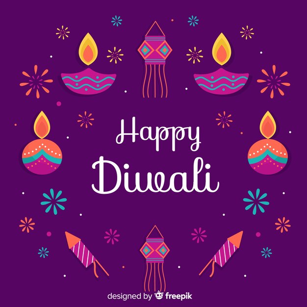 Concepto de Diwali con fondo de diseño plano