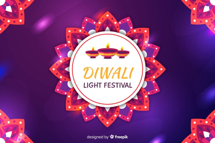 Vector gratuito concepto de diwali con fondo de diseño plano