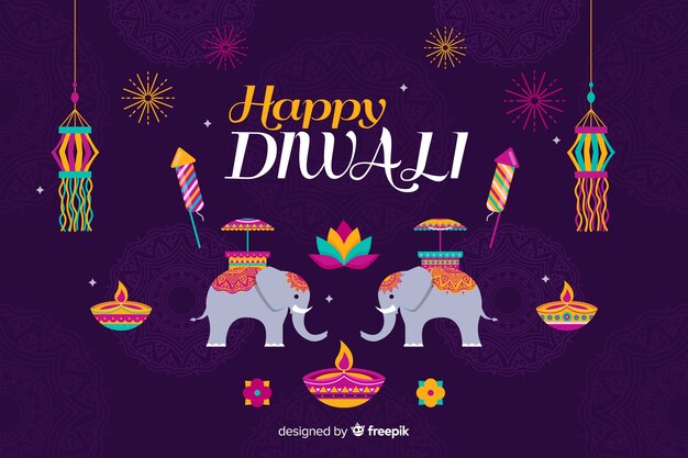 Concepto de Diwali con fondo de diseño plano