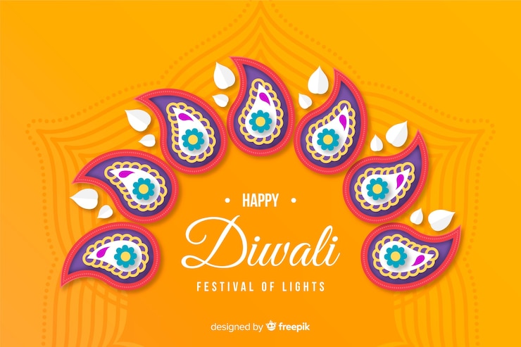 Vector gratuito concepto de diwali con fondo de estilo de papel