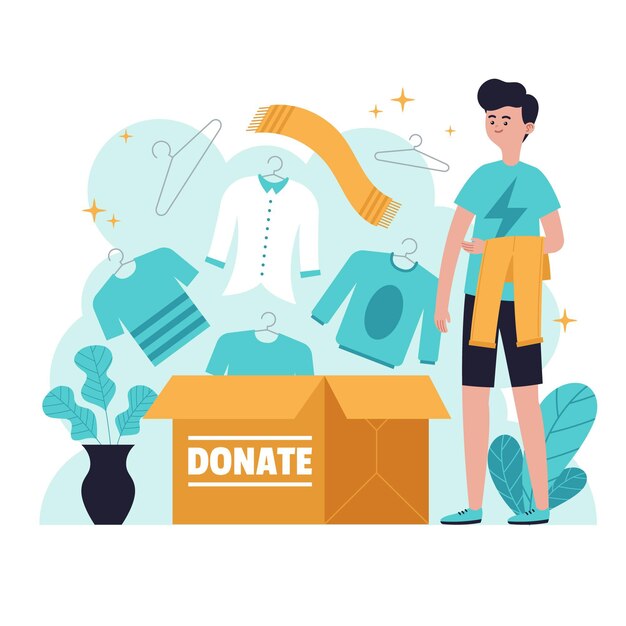 Concepto de donación de ropa dibujada