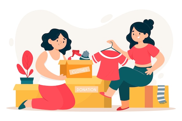 Concepto de donación de ropa de diseño plano