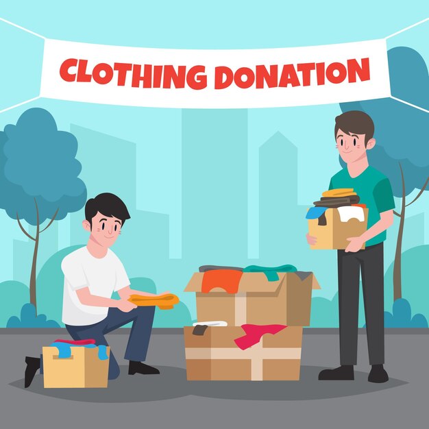 Concepto de donación de ropa de diseño plano