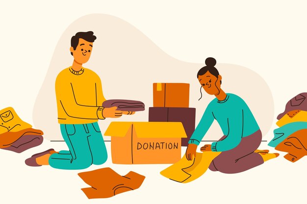 Concepto de donación de ropa de ilustración plana