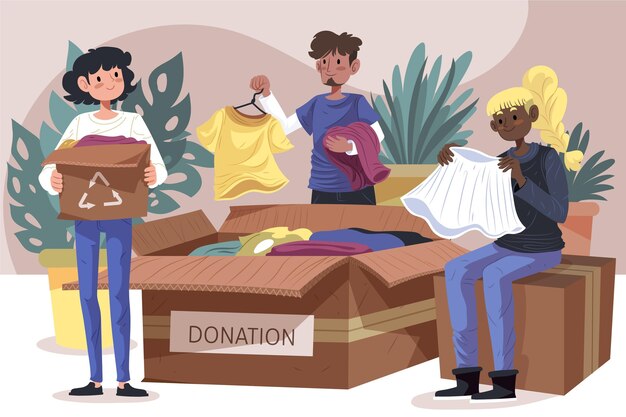 Concepto de donación de ropa de ilustración plana