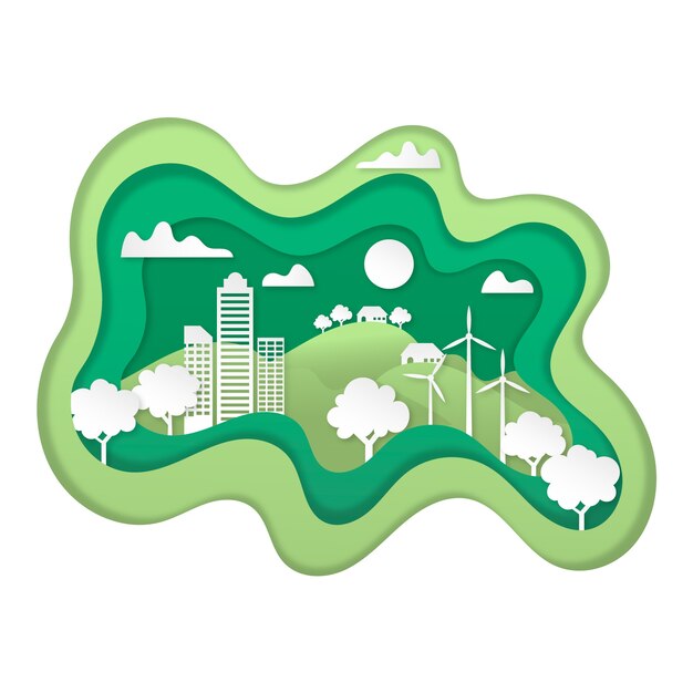 Concepto de ecología en papel.
