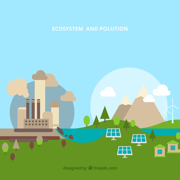 Vector gratuito concepto del ecosistema y contaminación