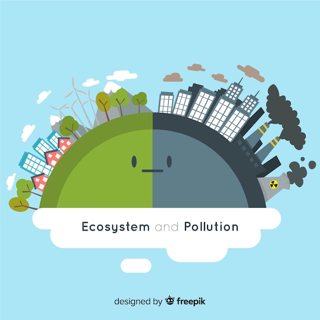 Vector gratuito concepto de ecosistema y contaminación