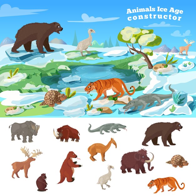 Concepto de edad de hielo de animales
