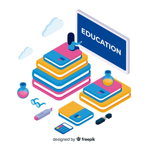 Concepto de educación colorido con vista isométrica