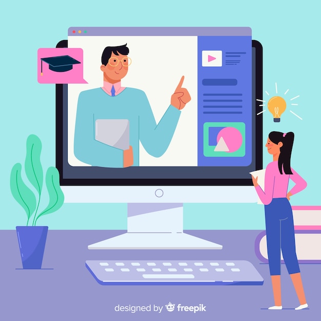 Vector gratuito concepto de educación online