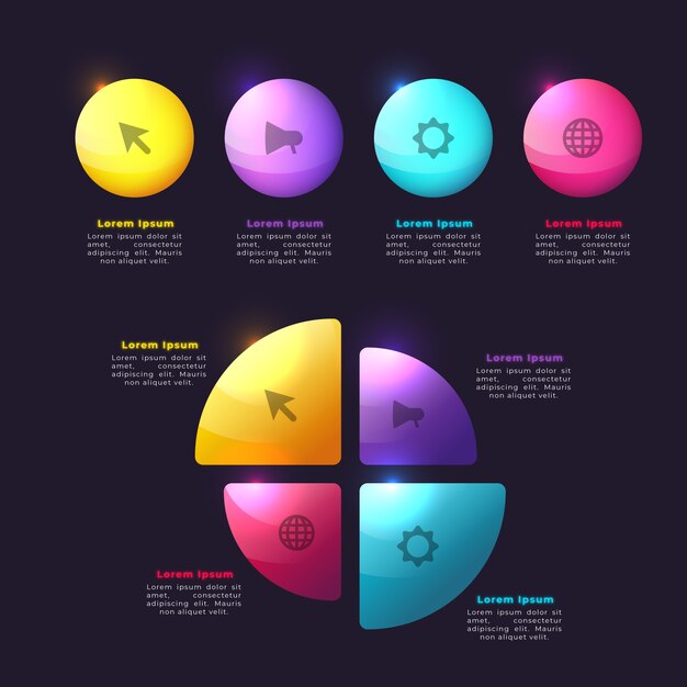 Concepto de elementos de infografía gradiente
