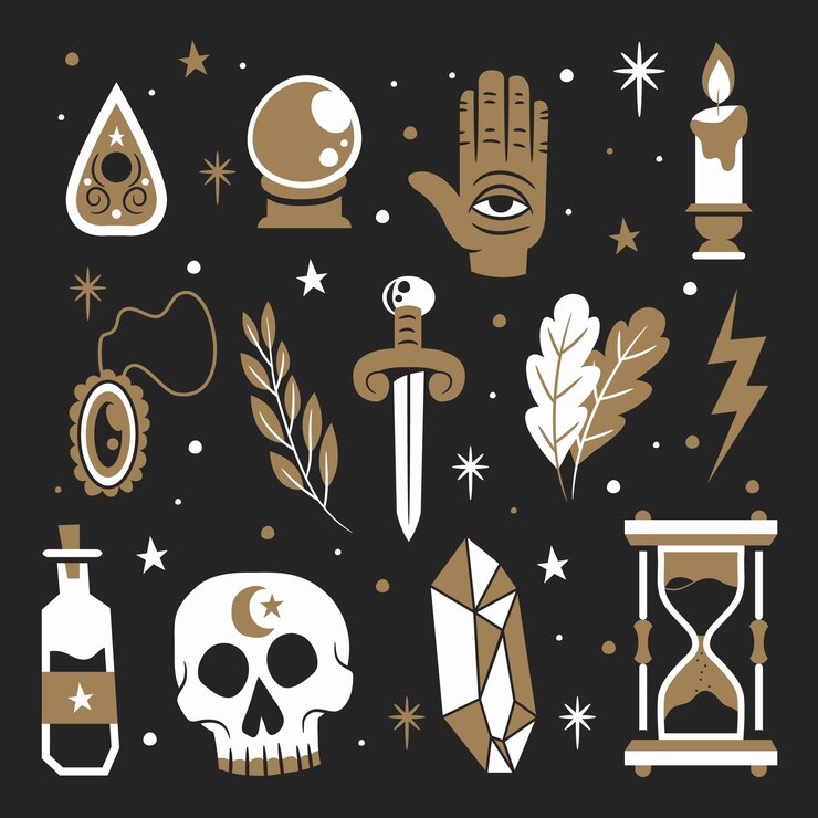 Vector gratuito concepto de elementos místicos esotéricos