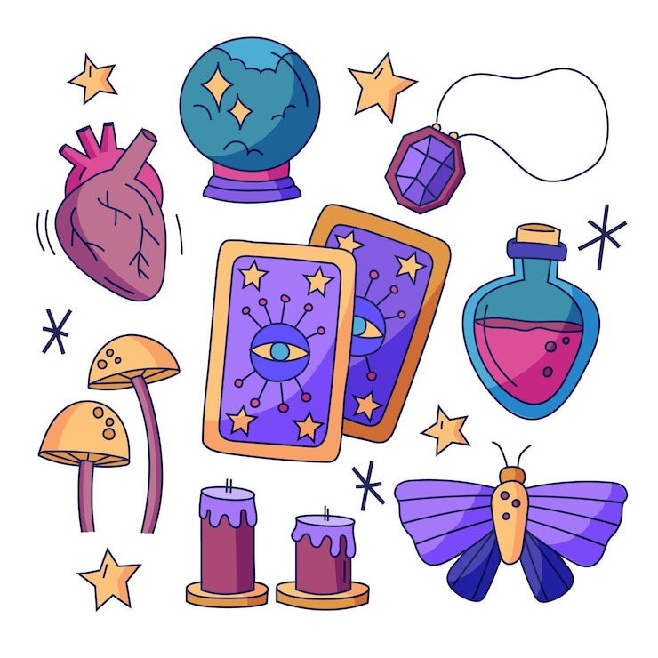 Vector gratuito concepto de elementos místicos esotéricos