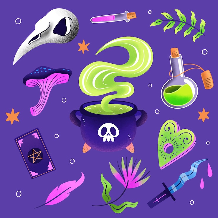 Vector gratuito concepto de elementos místicos esotéricos