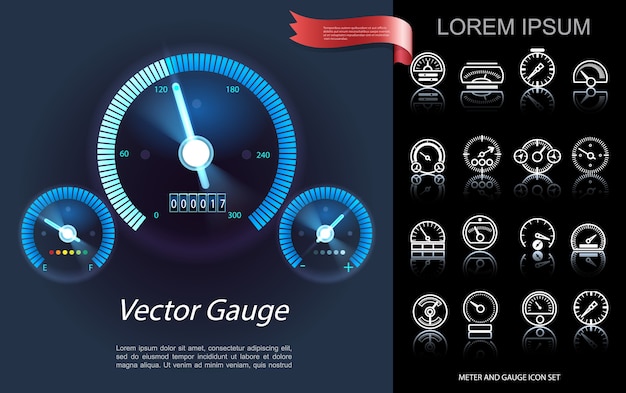 Vector gratuito concepto de elementos del tablero de instrumentos del coche