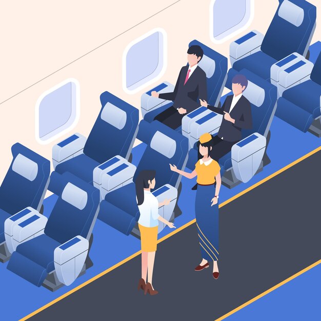 Concepto de embarque de avión isométrico