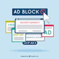 Vector gratuito concepto emergente de bloque de anuncios