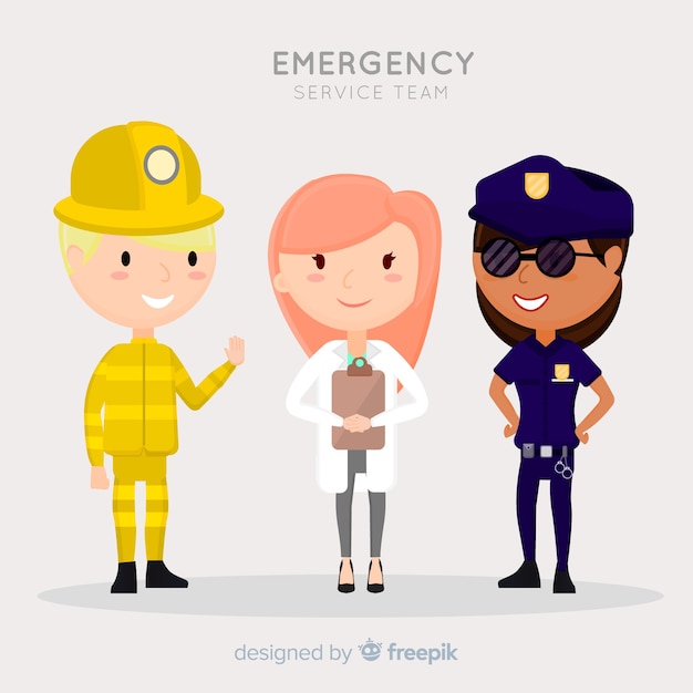 Concepto de equipo de emergencia flat