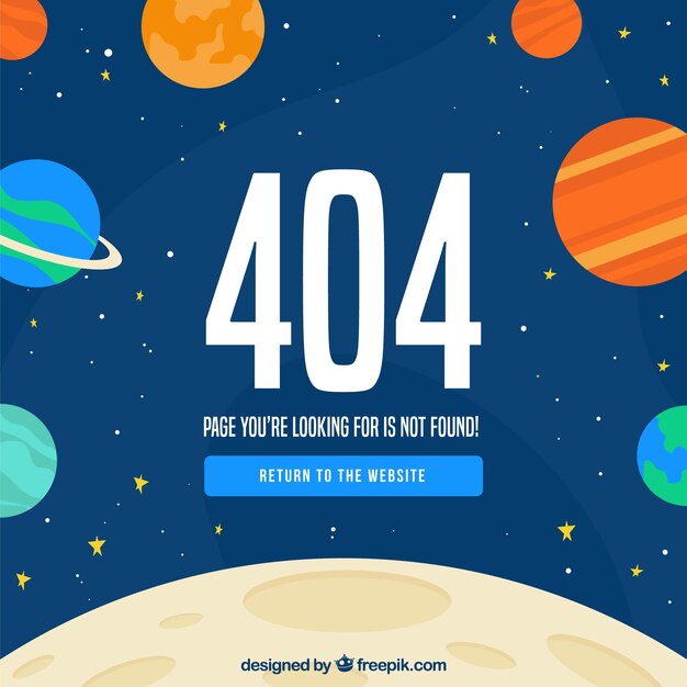 Concepto de error 404 con el espacio