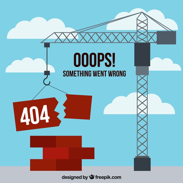 Concepto de error 404 con grua