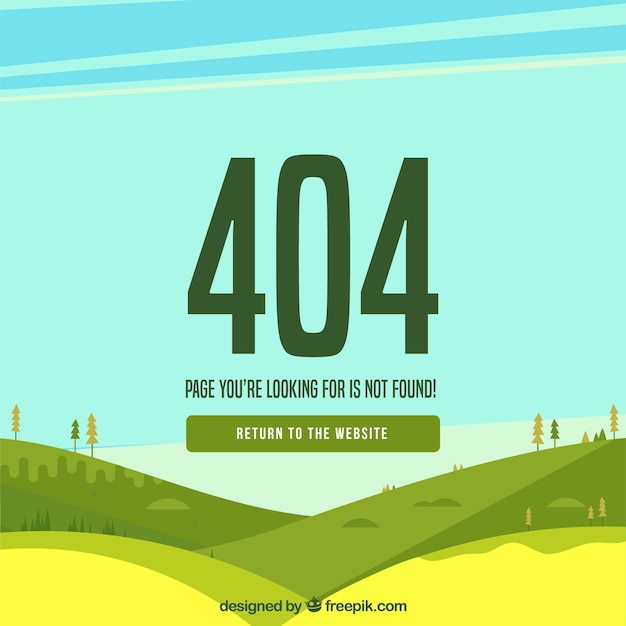 Concepto de error 404 con paisaje verde