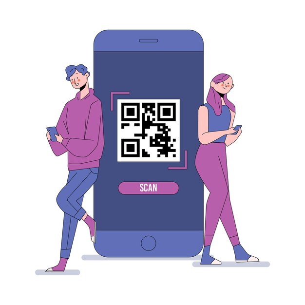 Concepto de escaneo de código qr con caracteres